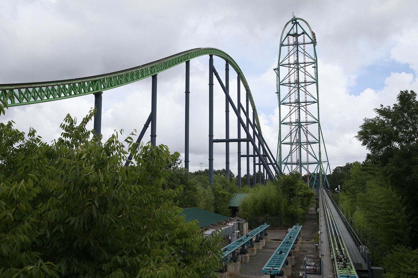 The Kingda Ka roller-coaster at Six Flags Great Adventure. At 456 feet tall, it is the tallest roller coaster in the world.