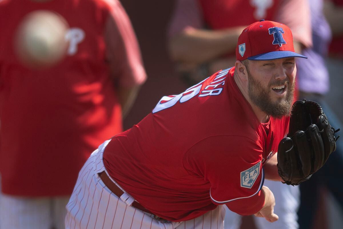 Phillies relief pitcher Tommy Hunter out with a flexor strain