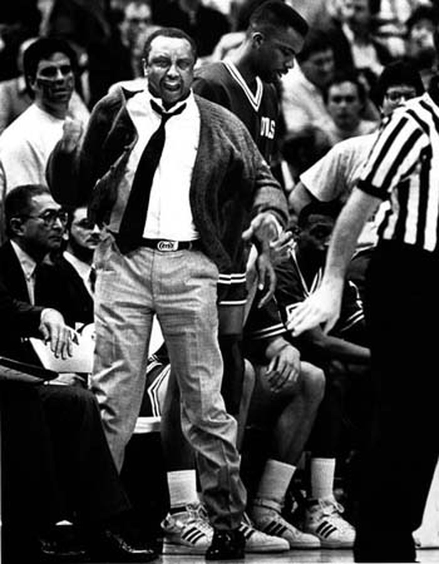 Temple Owls coach John Chaney on the sidelines of a game against North Carolina in 1988.