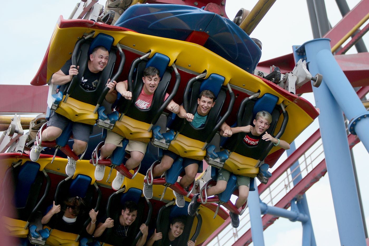 People on the Superman roller-coaster at Great Adventure.