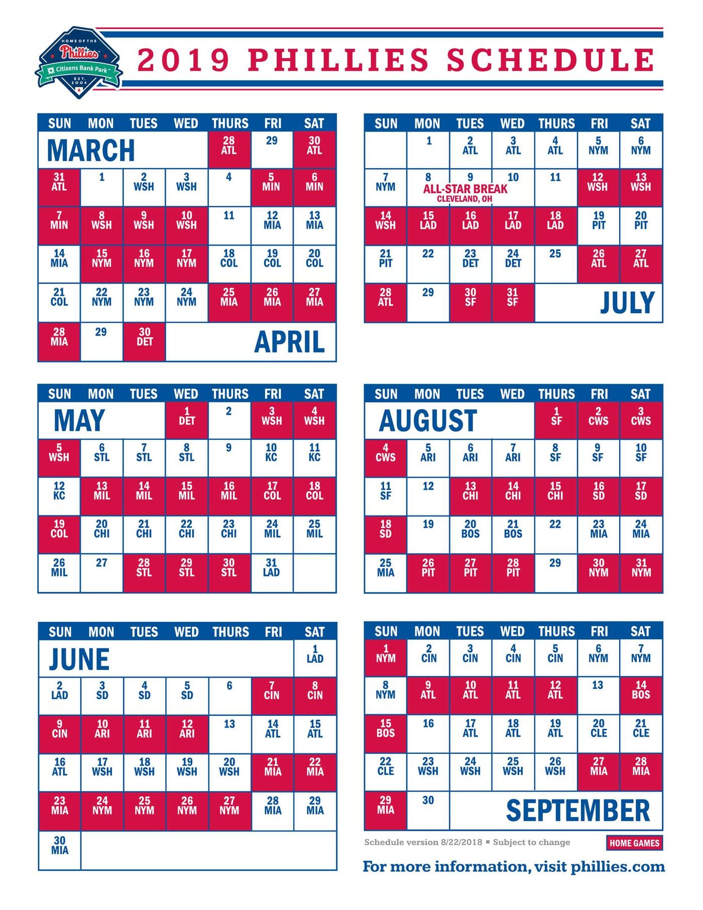 Phillies Schedule Printable - Customize and Print